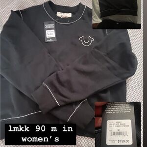 Women's Black Sweatshirt with White Stitching true religion